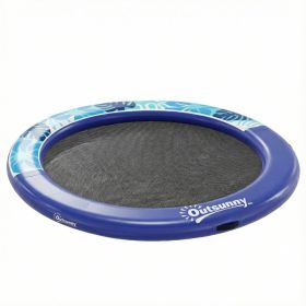 8FT Inflatable Water Hammock Floating Ring, Inflatable Floating Dock Platform for for Lakes, Pools, Oceans, Blue (Option: Blue-660x400x250 mm)